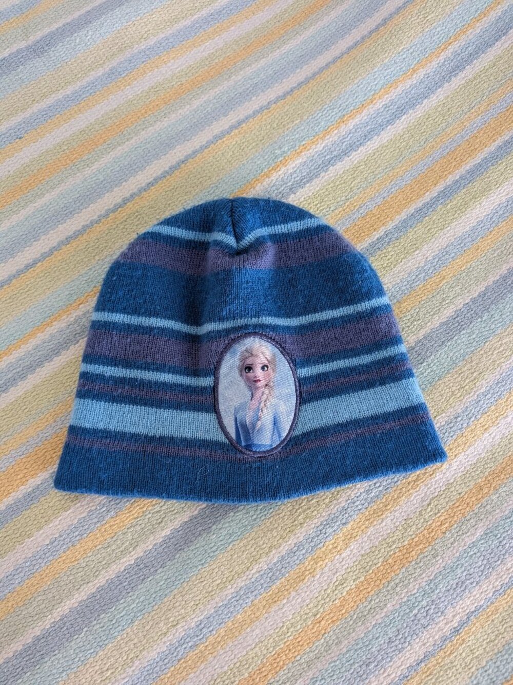 Girl's Disney Frozen II Elsa Striped Winter Hat